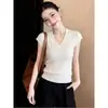 Cárdigan de Punto Trenzado Color Albaricoque para Mujer, Estilo Coreano, Verano 2026, Camiseta Interior de Alta Gama Ajustada sin Mangas