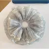 Bolo Creme Oversized Renda de Fada Chiffon Duplo Scrunchie Elástico de Cabelo Moderno Corda de Cabelo Flor de Cabelo Franzida para Mulheres