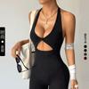 Mono Deportivo Transfronterizo de Cuello Halter Espalda Descubierta para Mujer con Diseño de Giro Cintura Alta Levanta Glúteos Ropa de Yoga Fitness Mono Adelgazante