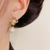 Aretes de borla de perlas florales estilo francés para mujer, únicos y elegantes, aretes de lujo ligero de alta gama, al por mayor