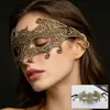 Máscara de Encaje Irregular Estampada en Oro de Media Cara para Fiesta de Halloween Máscara de Baile Accesorios para Actuación Cosplay