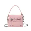 Bolso Cruzado de Cadena Mini de Nicho de Verano Coreano para Mujer, Nuevo Estilo de Verano con Remaches de Motocicleta Bolso Versátil Billetera para Monedas