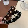 Diadema de terciopelo con cristales y dientes, estilo nuevo de principios de otoño, estilo coreano, diadema antideslizante para mujer