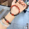 Nuevo Pulsera de Ágata Rojo Natural Estilo Chino del Sur para Mujeres con Citrino para Transferir Riqueza y Pulsera de Madera de Agarwood para el Año de Nacimiento