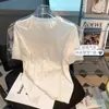 Ropa Auténtica Gejia para Mujer 2026 Verano Nuevo Estilo Inspirado en Chanel Hueco Transpirable Tejido de Seda Helada Camiseta de Manga Corta Top