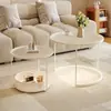 Mesa de centro de vidro longa estilo creme arco-íris sala de estar de apartamento pequeno casa simples moderna mesa redonda grande e pequena combinação de rede