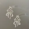 Pendientes de Florero con Lazo Multicolor Estilo Coreano de Lujo Ligero para Mujer, Pendientes de Estilo Simple y Suave, Accesorios de Oreja Versátiles de Lujo Ligero de Nicho