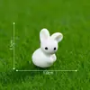 Terrario de musgo, adorable figura de conejo blanco en miniatura, lindos accesorios de decoración DIY para paisajismo de jardín, pequeños adornos de escritorio