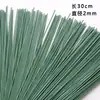 N.º de venta al por mayor al contado. 2 Rosa con Tallo Envuelto en Pegamento de Simulación Flor de Red Flor Hecha a Mano DIY Material de Flor Alambre de Hierro Verde Rama de Flor Artificial