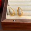 Pendientes minimalistas de lujo con microincrustaciones de circonita en forma de U, ligeros y a la moda, combinables con todo, con diseño personalizado, nuevos pendientes.