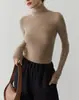 [En Stock] Tejido de cachemira de hilo fino, 60 hilos, engrosado, 48 hilos, sin costuras, completamente formado, top de punto de cuello alto básico para mujer