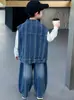 Traje de Mezclilla para Niños de Primavera y Otoño, Estilo Coreano, Conjunto Elegante y Moderno de Chaleco de Tres Piezas para Niños, Ropa de Comercio Exterior para Niños Pequeños