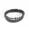 Pulsera de Cuero Multicapa con Piedra Natural Ojo de Tigre y Piedra Negra de Hiel con Cierre Magnético, Joyería Más Vendida Transfronteriza de Amazon en Stock