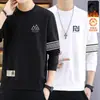 Sudadera con cuello redondo y estampado para hombre, nuevo producto de otoño e invierno, corte holgado, forro polar, manga larga, jersey, moderna, casual, camiseta básica versátil para hombres a la moda