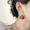 Aretes de Rosa Super Hada Estilo Mori Suave Diseño Retro de Nicho Pendientes Colgantes de Rosa con Gota de Flor Eterna