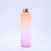 Garrafa de Água Fosca Gradiente de Grande Capacidade 1000ml Amazon Colorida Portátil Moderna Plástico de Beber Direto Boca Pequena