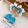 Pendientes de Plata con Aguja de Flor de Goteo de Aceite Estilo Europeo y Americano, Pendientes de Botón de Pétalo Dulce Estilo Festivo, Pendientes Personalizados Transfronterizos de Dopamina de Alta Gama