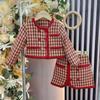 Traje de princesa para niña, paquete de dos piezas de Chanel Treasure para niña, top de manga larga de primavera y otoño, vestido corto, paquete de dos piezas acolchado de moda