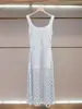 Conjunto de Top de Punto Hueco Elegante Estilo Francés y Vestido Camisola para Mujer de Alta Gama Primavera/Verano de Shenzhen