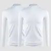Camiseta de algodón de manga larga versátil para hombre, cuello alto medio, top interior, otoño, fina, blanca pura, elástica, camiseta interior