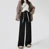 Calça de Maternidade Roupa Externa 2026 Novo Outono Inverno Calça de Pierna Larga com Pelúcia Sem Apertar na Barriga Durante a Gravidez Tamanho Petite Tamanho Plus Calça Longa