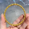 Pulseira Bangle de Fio Trançado de Latão Banhado a Ouro Vietnamita Simples Fechada Lisa Transfronteiriço Transmissão Ao Vivo Fábrica Atacado