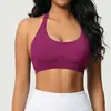 Sujetador deportivo cruzado sin costuras para mujer, que alisa la espalda, de corte ajustado, alta elasticidad, ajustado, con cuello halter, adecuado para correr, fitness y yoga