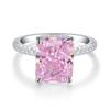 Anillo de Plata Esterlina S925 para Mujer Serie Rosa Anillo de Zirconia Diamante de Alto Carbono Anillo Explosiones Transfronterizas Europeas y Americanas Corte Flor de Hielo
