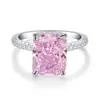 Explosiones Transfronterizas Anillo de Plata de Ley 925 Corte Flor de Hielo para Mujer Tamaño 8X10 Anillo de Piedra de Color Corte Raydion 4 quilates