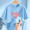 2272 # Camiseta de Manga Curta para Meninas 2025 Novo Estilo Camiseta de Algodão Puro Moda Verão Roupas Infantis Tops Roupas de Verão para Meninas