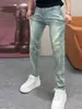 Jeans Rotos para Hombre Hme Ajuste Delgado Pierna Recta Pantalones Largos Estilo Europeo y Americano Artículo Popular Transfronterizo Temu Tiktok