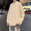 Camisa polo pesada estilo americano, coleção de outono masculina, camiseta de manga comprida com gola estilosa, camada interna confortável para sobreposição