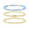 Conjunto de Pulseiras Europeias de Moda em Cobre Banhado a Ouro 14k com Pérolas para Mulheres Design Exquisito Versátil Senso de Moda Joias de Mão