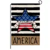 Bandera de Jardín del Día de la Independencia Americana Cuadros Blanco y Negro Estampado de Lino Festival Americano Bandera Decorativa para Patio Hogar Transfronterizo