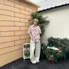 Bunacc 2026 Verano Nuevo Estilo Retro Americano Estilo Perezoso Diseño Floral de Estampado Completo Camisa Floral de Media Manga para Mujer
