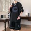 T-shirt masculina de manga curta masculina verão 2024 New Wear terno masculino coreano conjunto solto de homens bonitos