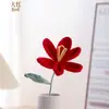 Flor de tulipa tejida a mano con hilo, flor artificial tejida, adorno decorativo para escritorio del hogar, flor tejida creativa, regalo