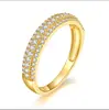 Anel Europeu e Americano S925 de Prata com Anel de Moissanita Cheio de Diamantes Moda Europeia e Americana Feminino Simples Anel Duplo de Diamantes Rif