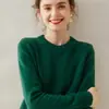 Suéter de Gola Redonda 100% Caxemira Outono e Inverno Novo Feminino Solto com Efeito Emagrecedor Camisa Base Suéter de Gola Alta Curto Versátil