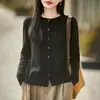 Elegante cárdigan de alta calidad, imitación 100% lana, con cuello redondo y botones para mujer, nuevo estilo otoño e invierno 2026, suéter versátil y favorecedor