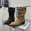 Botines Melard de moda hasta la pantorrilla para mujer, nueva colección de otoño 2026, botas de montar estilo western, tacón grueso, botines retro de punta