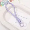 Estilo minimalista chaveiro de cordão com contas DIY acessórios, corda trançada artesanal pequeno pingente com fivela de anel, materiais de decoração para bolsa