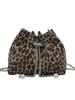 Bolso pequeño con estampado de leopardo, popular en Internet, 2024. Nuevo bolso para mujer, diseño de nicho, bandolera con cadena, mini bolso tipo cubo con cordón.