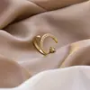 Nuevo anillo de media luna, anillo de estrella y luna de moda europea y americana, anillo de apertura para el dedo índice de estrella y luna de estilo nacional.