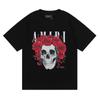 Camiseta de Manga Corta Amiri Peso Pesado Verano Holgada para Hombre y Mujer High Street Lujo Accesible Marca Americana de Moda Vtg Pareja Manga Media