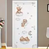 Nuevas Pegatinas para Puerta de Oso de Dibujos Animados, Nubes, Estrellas, Luna Acc64025 Pegatinas de Decoración para Embellecimiento de Paredes de Habitación Infantil en Casa