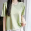 Nueva Camiseta Base de Manga Corta con Cuello Redondo, Bloques de Color de Seda de Hielo, Holgada, Moderna y Juvenil para Mujer, Colección Primavera/Verano 2026