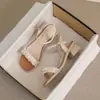 Sandalias de Estilo Francés, Sandalias de Moda Inspiradas en Chanel, Nuevas de Verano 2025 Estilo Hada de Una Sola Tira Antideslizantes de Suela Suave Tacones Altos para Mujer