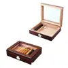 Humidor Doméstico para Charutos Caixa de Presente para Charutos com Tampa Flip-Top Caixa de Charutos de Madeira Caixa de Armazenamento e Organização de Charutos com Tampa Transparente