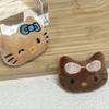 Broche de gato KT de cuero negro hawaiano, accesorios para bufandas, accesorios de ropa infantil, adornos para sombreros.